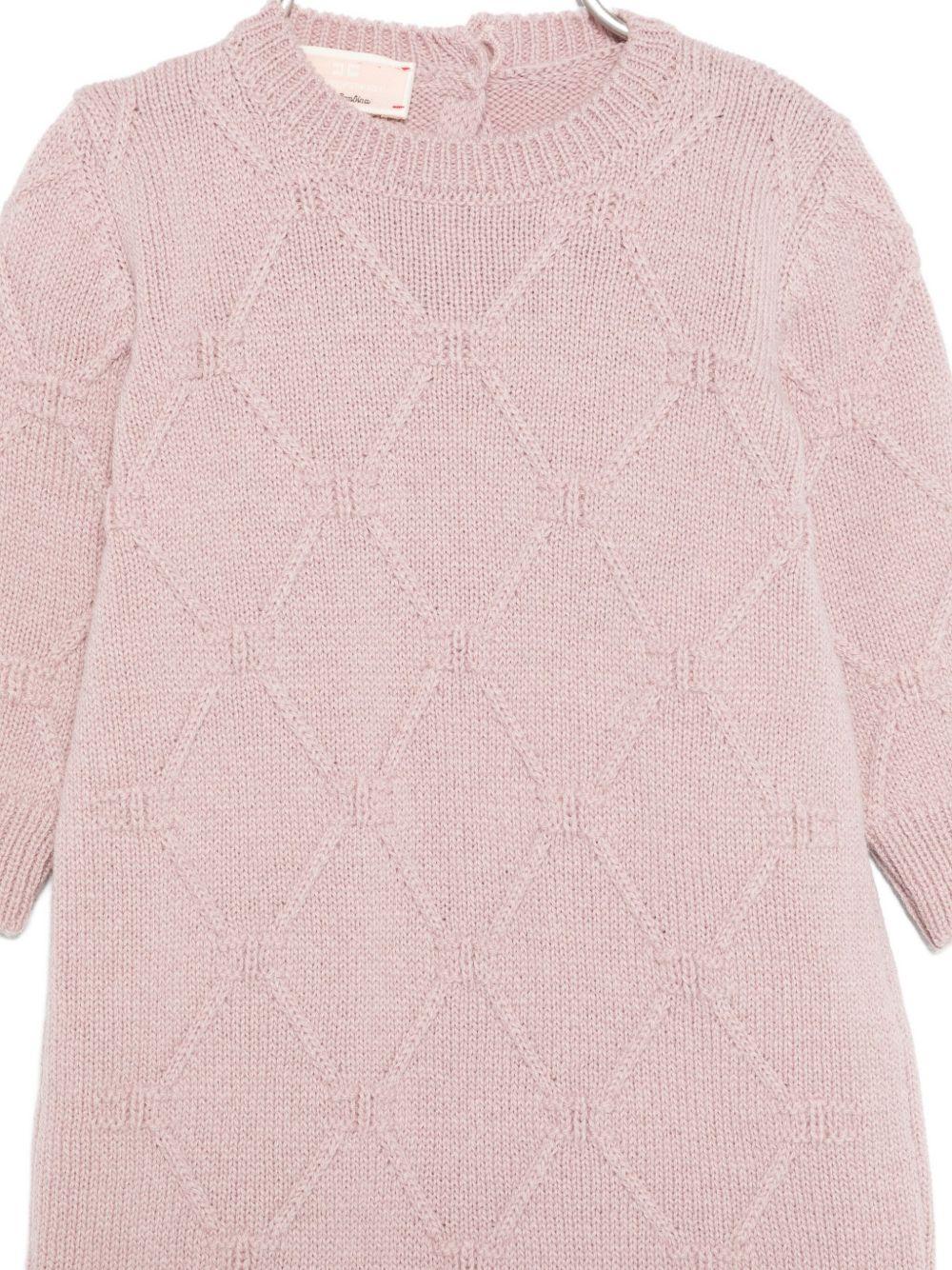 Tutina per neonata Elisabetta Franchi La Mia Bambina viola con maglia a rombi - Image 2