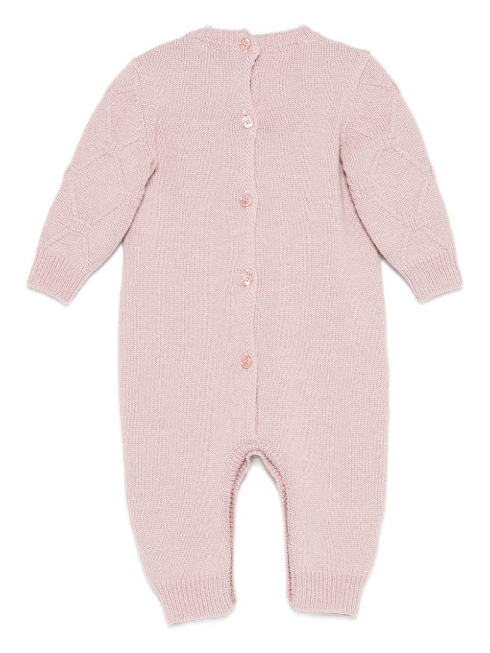 Tutina per neonata Elisabetta Franchi La Mia Bambina viola con maglia a rombi - Image 3