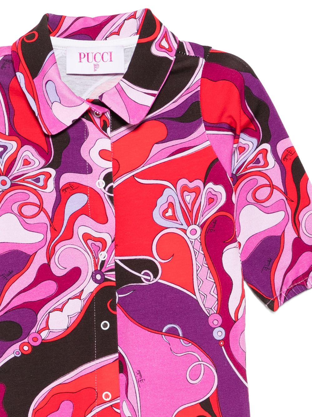 Tutina per neonata Emilio Pucci Junior fucsia con stampa astratta - Image 2