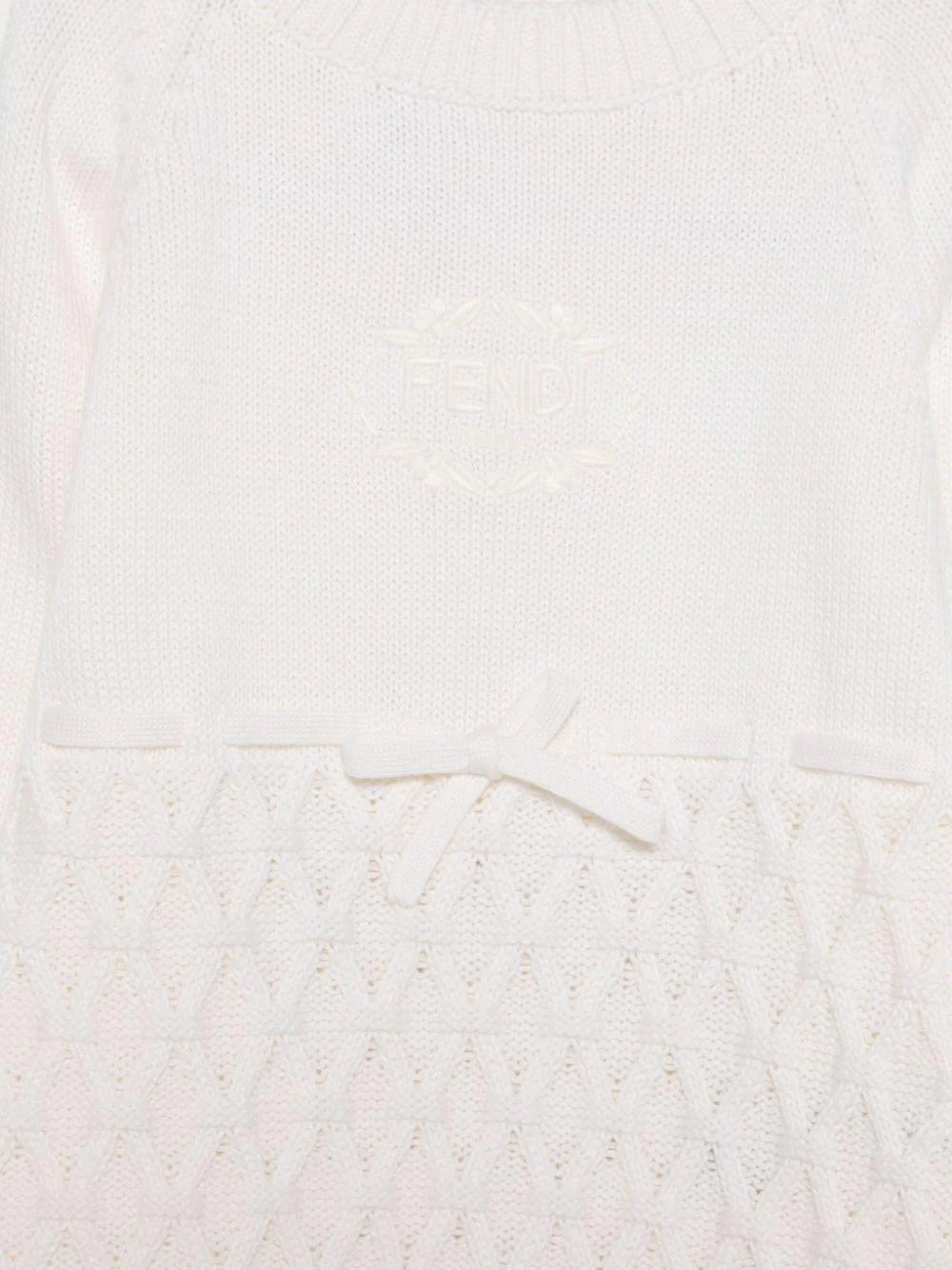 Tutina per neonata Fendi Kids bianco con lavorazione in maglia - Image 3