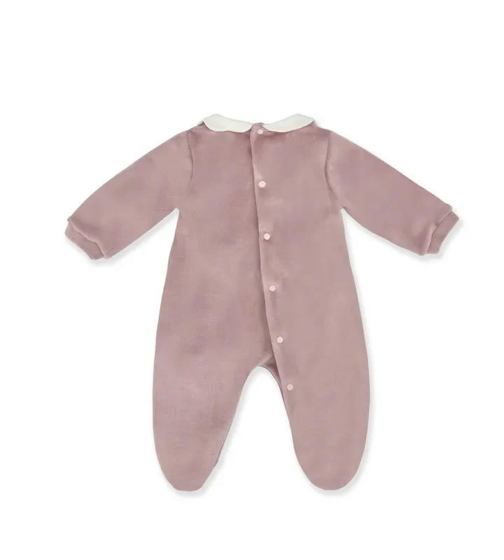 Tutina per neonata La Stupenderia rosa con colletto alla Peter Pan - Image 2