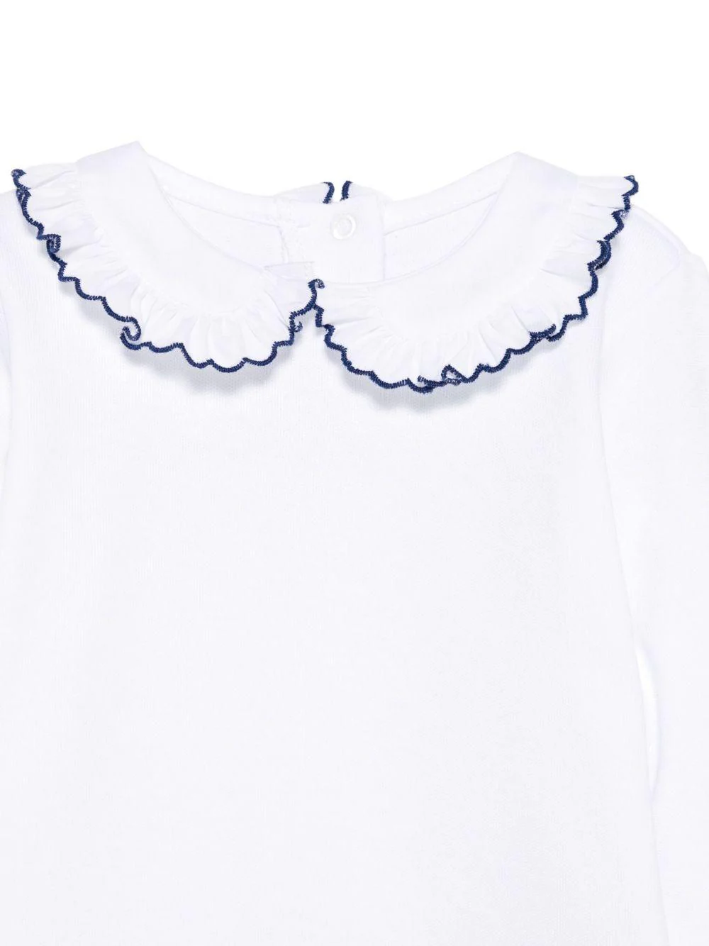 Tutina per neonata Mariella Ferrari bianco con rifiniture blu - Image 3