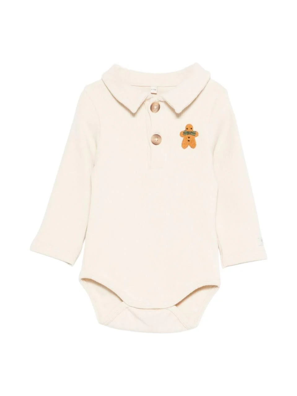 Tutina per neonati Donsje beige con ricamo biscotto sul davanti