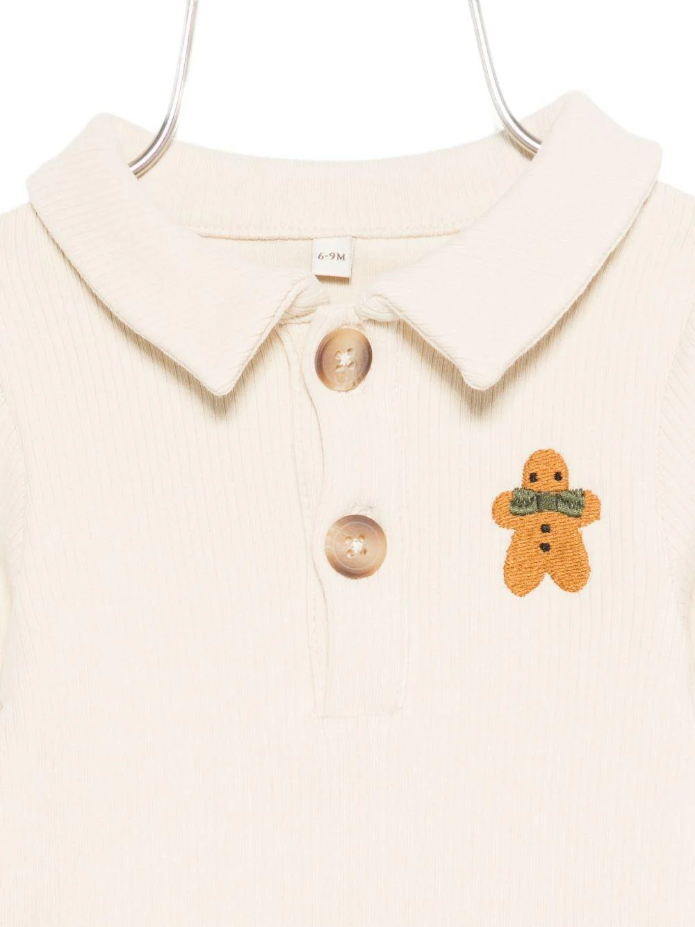Tutina per neonati Donsje beige con ricamo biscotto sul davanti - Image 3