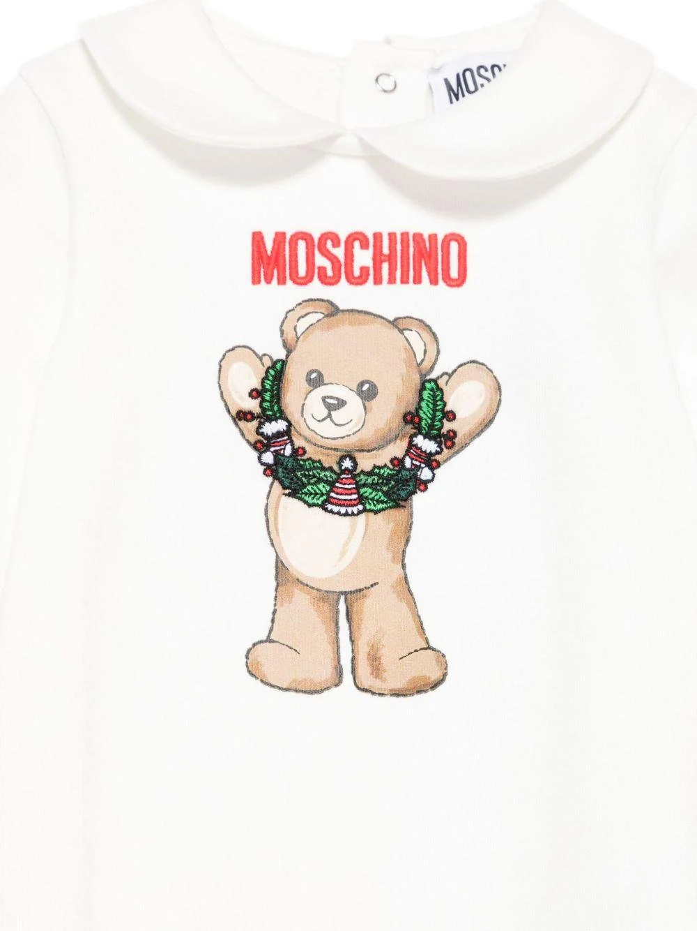 Tutina per neonati Moschino Kids bianca con orsacchiotto - Image 2