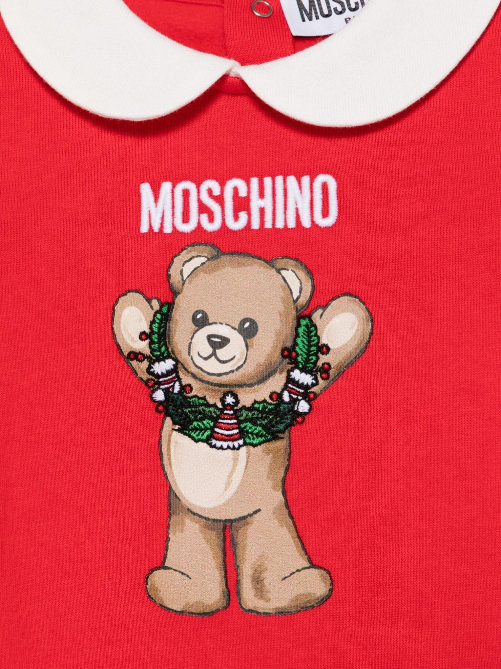 Tutina per neonati Moschino Kids rossa con orsacchiotto - Image 2