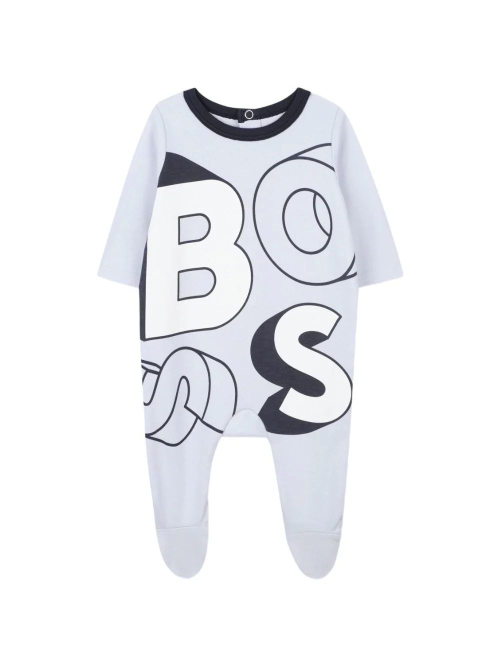 Tutina per neonato Boss Kids azzurra con scritta grafica a contrasto
