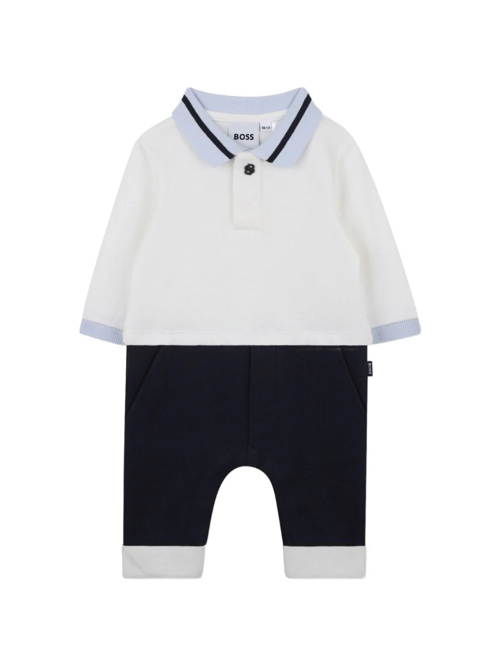 Tutina per neonato Boss Kids blu con colletto stile polo