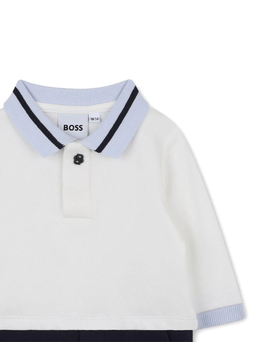 Tutina per neonato Boss Kids blu con colletto stile polo - Image 3