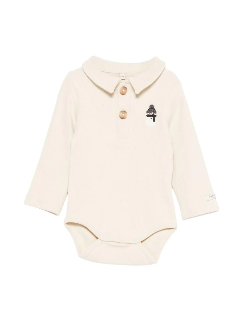 Tutina per neonato Donsje beige con ricamo pupazzo di neve