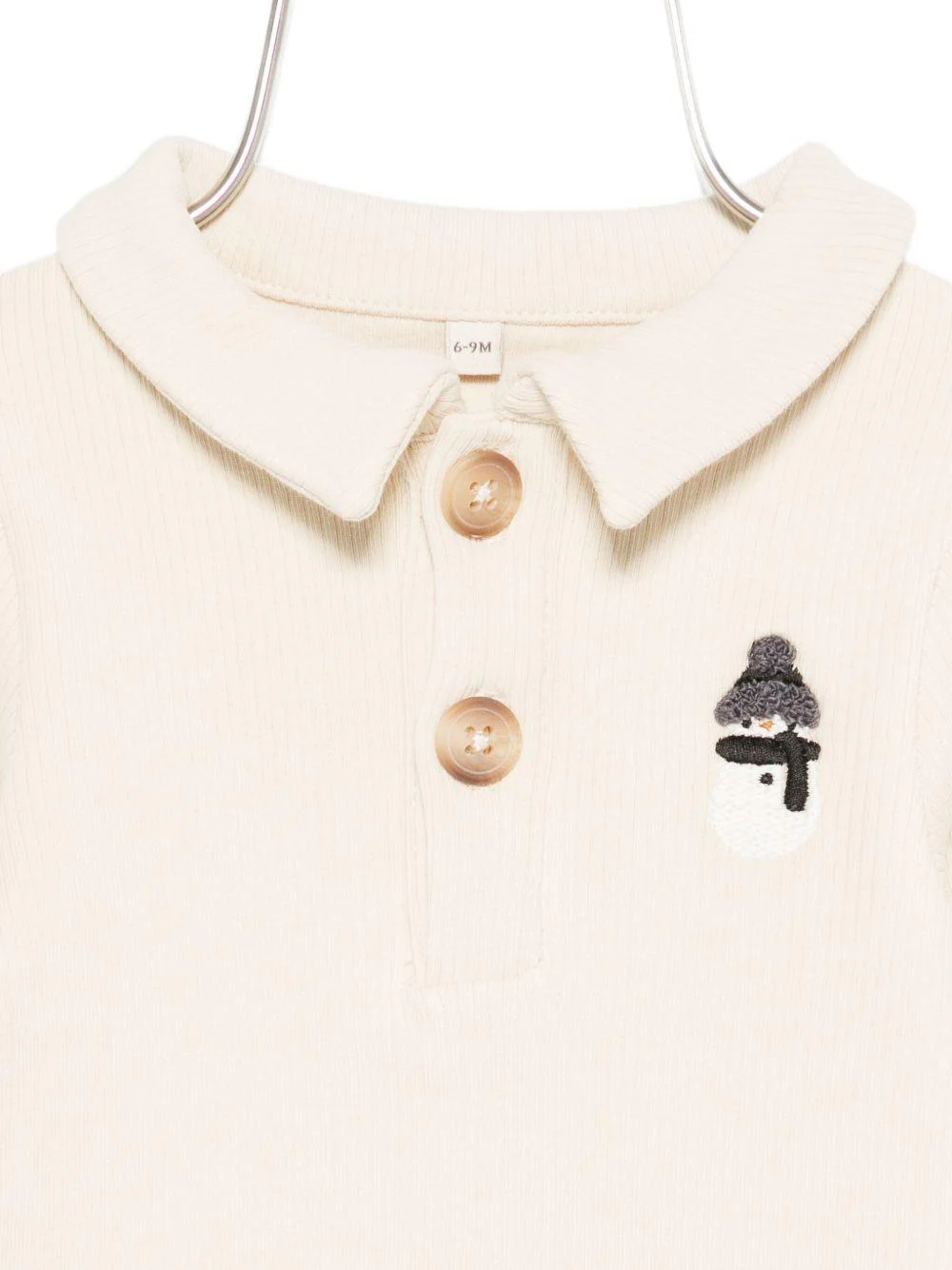 Tutina per neonato Donsje beige con ricamo pupazzo di neve - Image 3