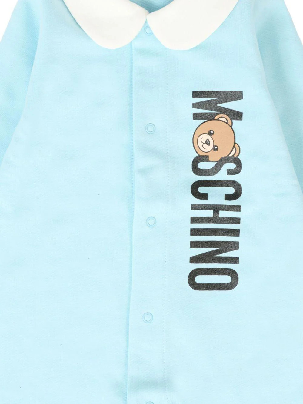 Tutina per neonato Moschino Kids azzurra con colletto alla Peter Pan - Image 3