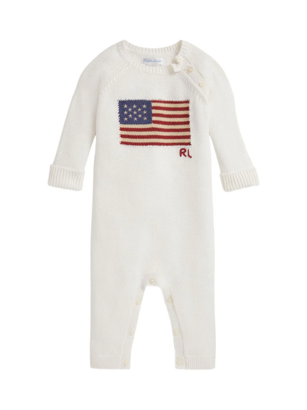 Tutina per neonato Polo Ralph Lauren Kids bianca con motivo a intarsio