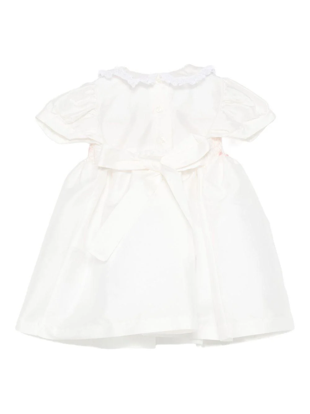 Vestito per neonata Mariella Ferrari bianco con colletto con bordo in pizzo - Image 3