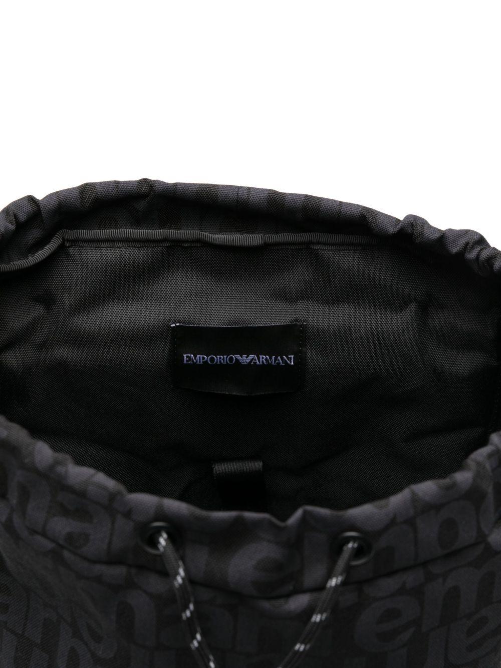 Zaino per bambini Emporio Armani Kids blu con stampa logo all-over - Image 5