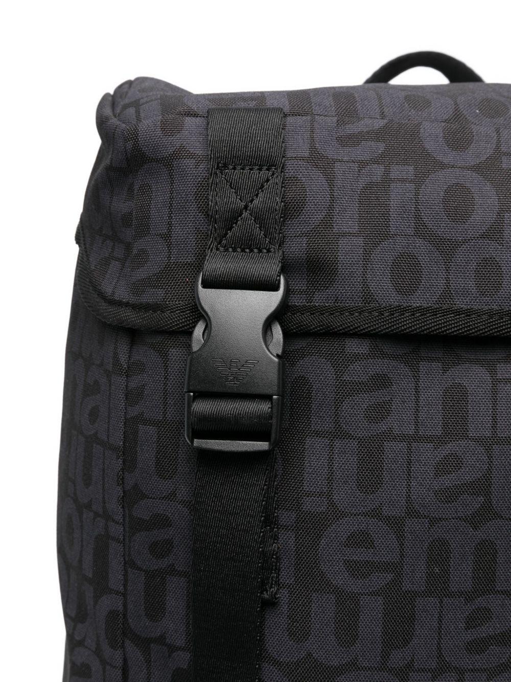 Zaino per bambini Emporio Armani Kids blu con stampa logo all-over - Image 6